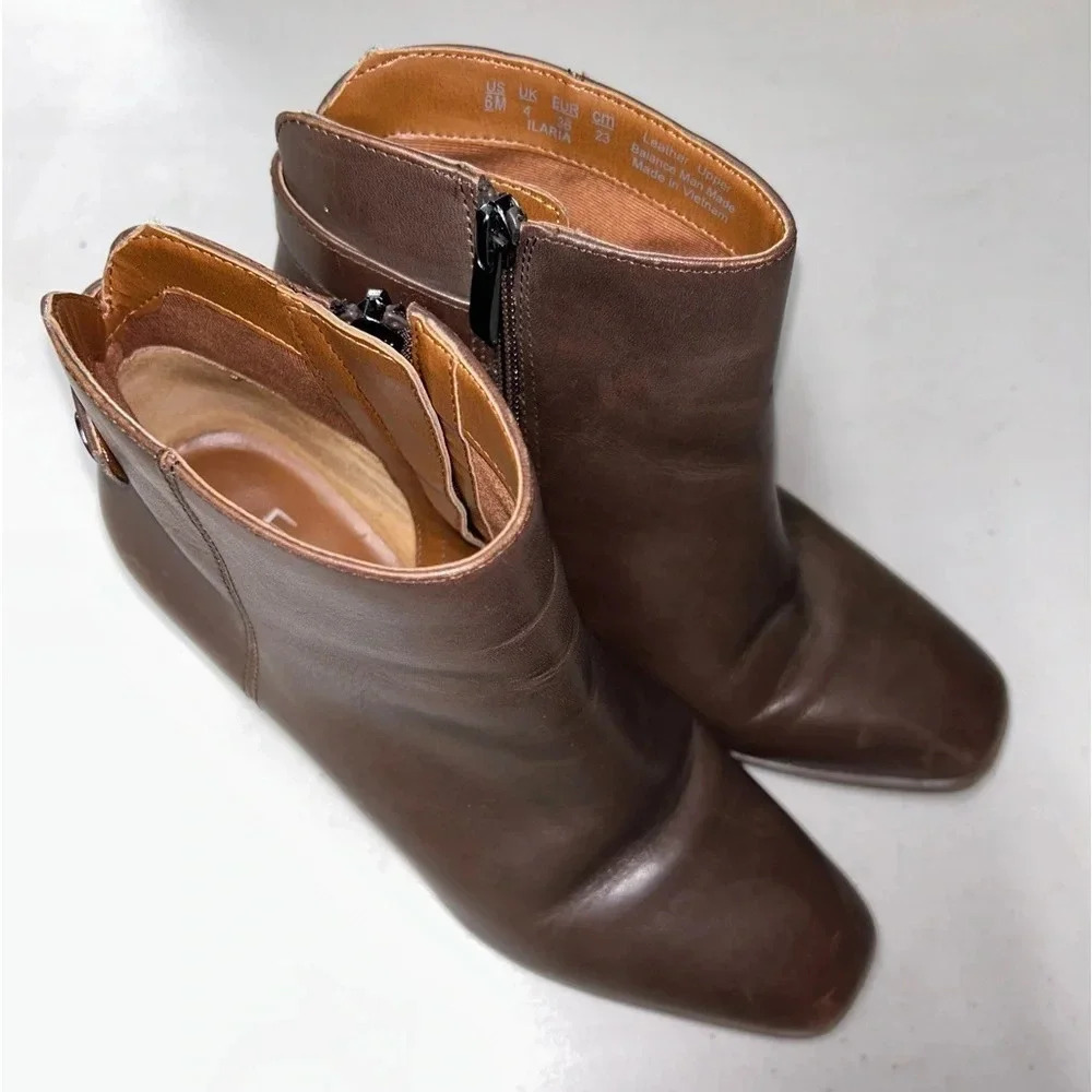Franco Sarto Ilaria Heeled Leather Brown Booties Women’s 6M - Picture 2 of 11